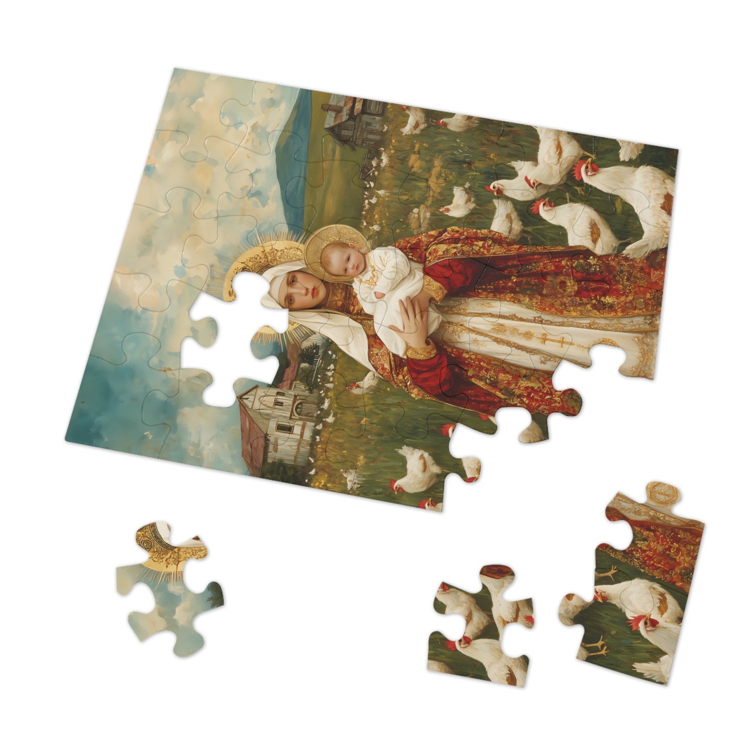 Our Lady of the Hens: Protector of the Humble Flock - Puzzle and Keepsake Tin - Religious (30, 110, 252, 500,1000) - Religious Puzzle