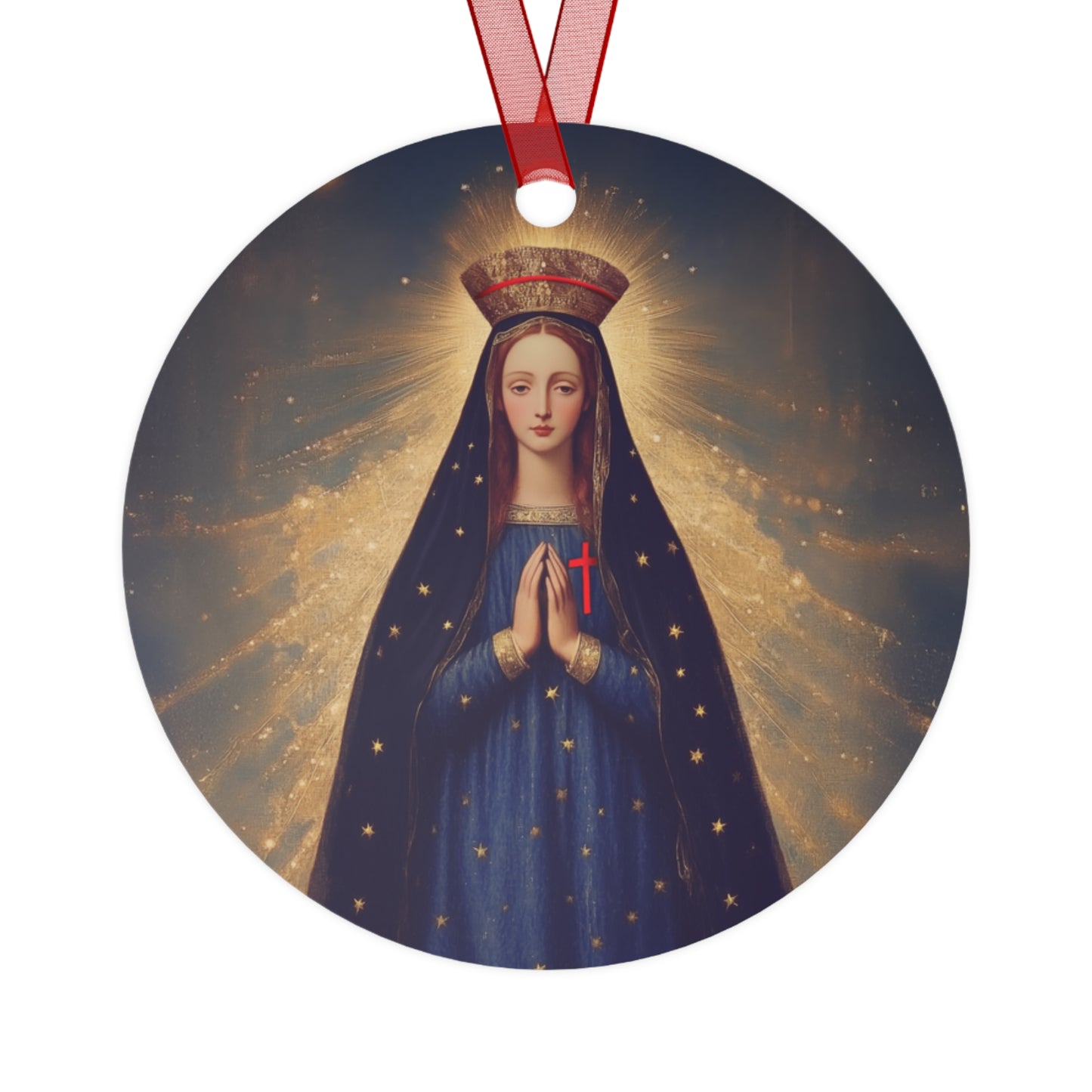 Our Lady of Pontmain Metal Ornament - Religious Holiday Christmas Ornament and Keepsake - Prayer Ornament - Catholic Christmas Gift