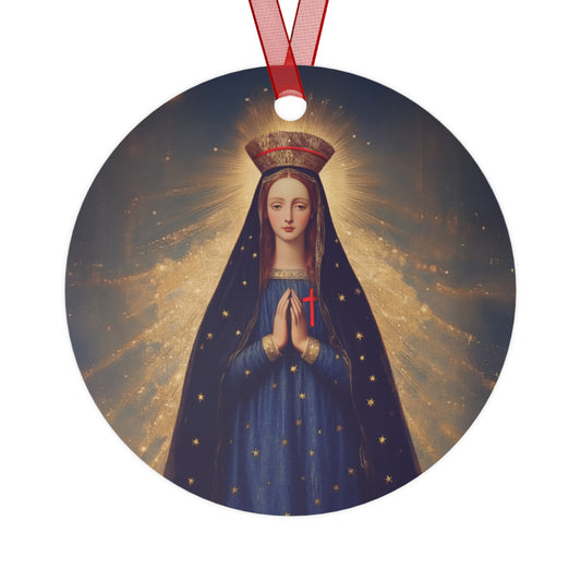 Our Lady of Pontmain Metal Ornament - Religious Holiday Christmas Ornament and Keepsake - Prayer Ornament - Catholic Christmas Gift
