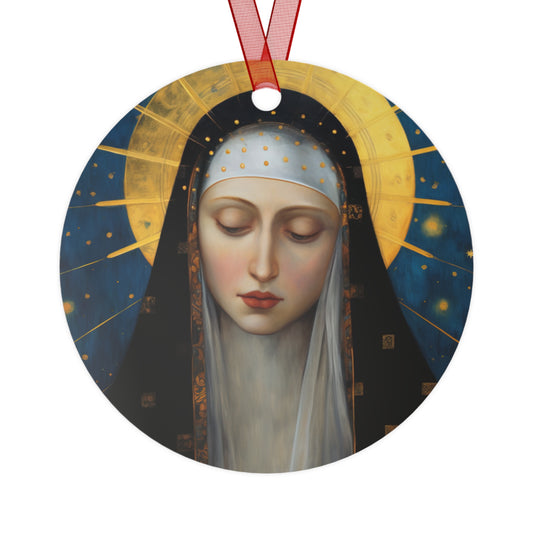 Saint Bridget of Sweden Metal Ornament - Religious Holiday Christmas Ornament and Keepsake - Double sided - Prayer Ornament - Catholic Gift
