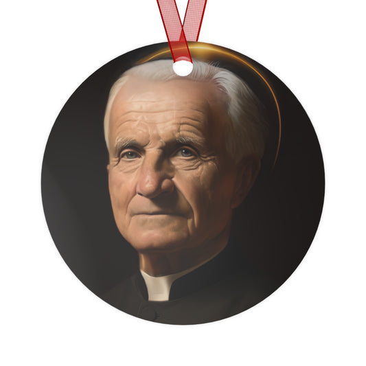 Saint André Bessette Metal Ornament - Religious Holiday Christmas Ornament and Keepsake - Double sided - Prayer Ornament