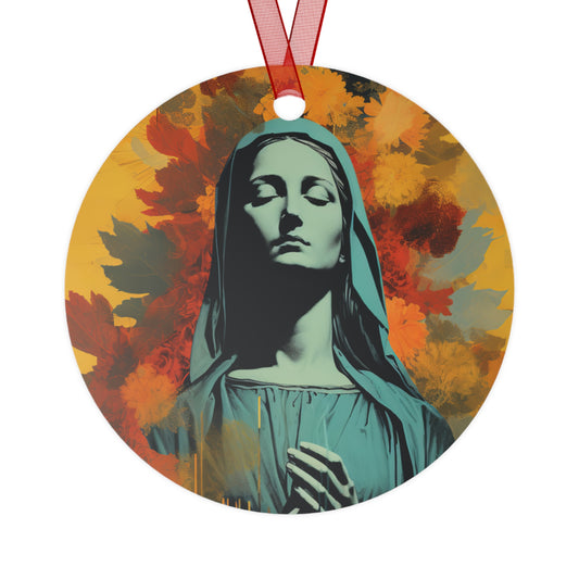 Virgin of Peace - Mother Mary Collage Art Metal Ornament - Religious Holiday Christmas Ornament and Keepsake - Double sided - Virgin Mary