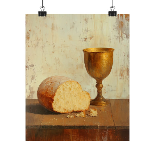 Cup of Sorrows, Bread of Life  - Sanctified Souls Print - Multiple Sizes - Premium Matte Vertical Posters - Catholic