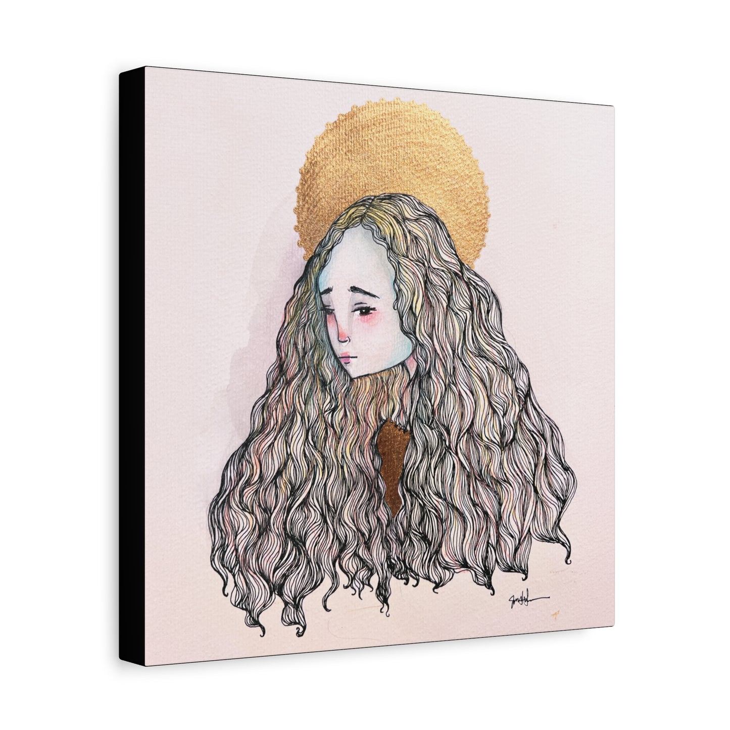 Saint Philomena Canvas Print - Hand-Drawn Catholic Art Print | Christian Sacred Wall Art | Sanctified Solocosmo Religious Artwork