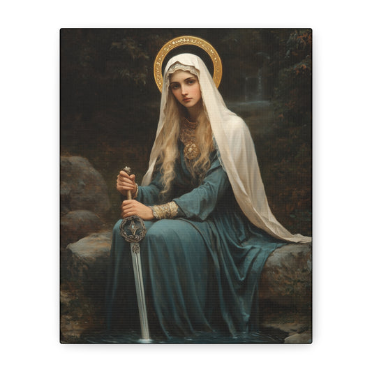 Saint Winifred - Museum Wrapped Canvas - Print - Religious Art for your Home - Christian print - Prayer Room Art - Catholic