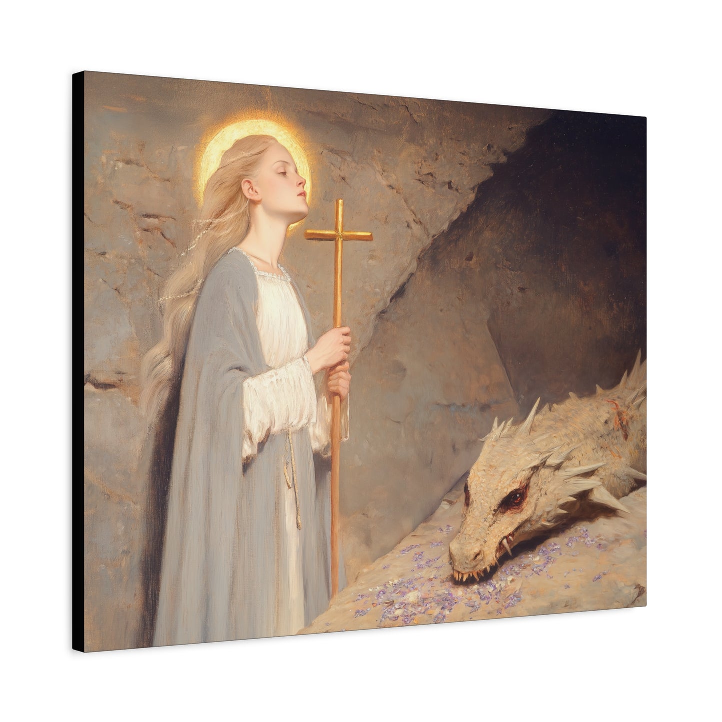 Saint Margaret of Antioch -  Museum Wrapped Canvas - Sanctified Souls Print - Religious Art for your Home - Catholic Patron Saint Art