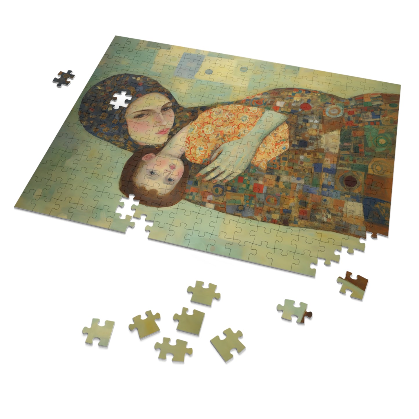 Cherished Blessing - Mary with Her Son - Based on Gustav Klimt's The Kiss - Religious Jigsaw Puzzle (30, 110, 252, 500,1000-Piece)
