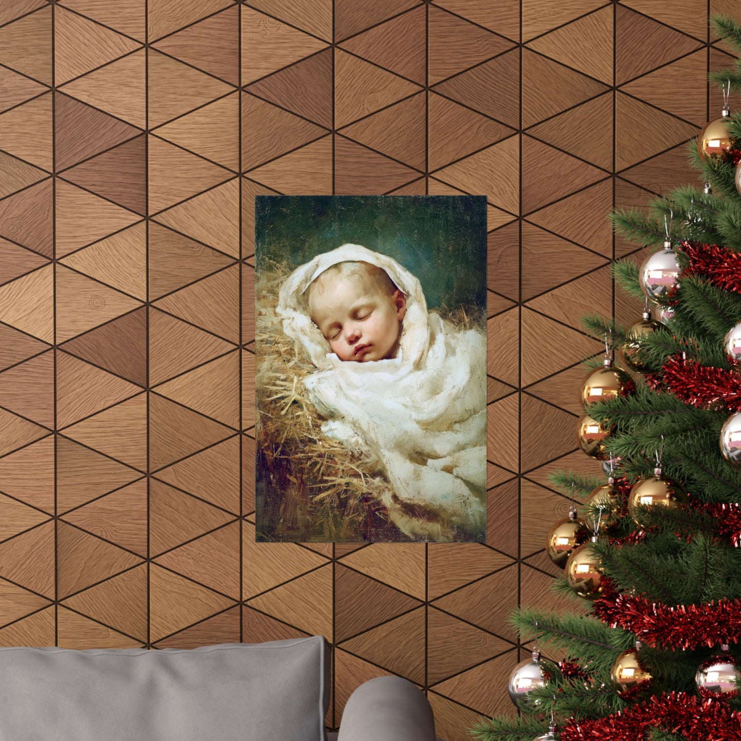 The Christ Child Resting in the Silence of the Manger - Sanctified Souls Print - Multiple Sizes - Premium Matte Vertical Posters