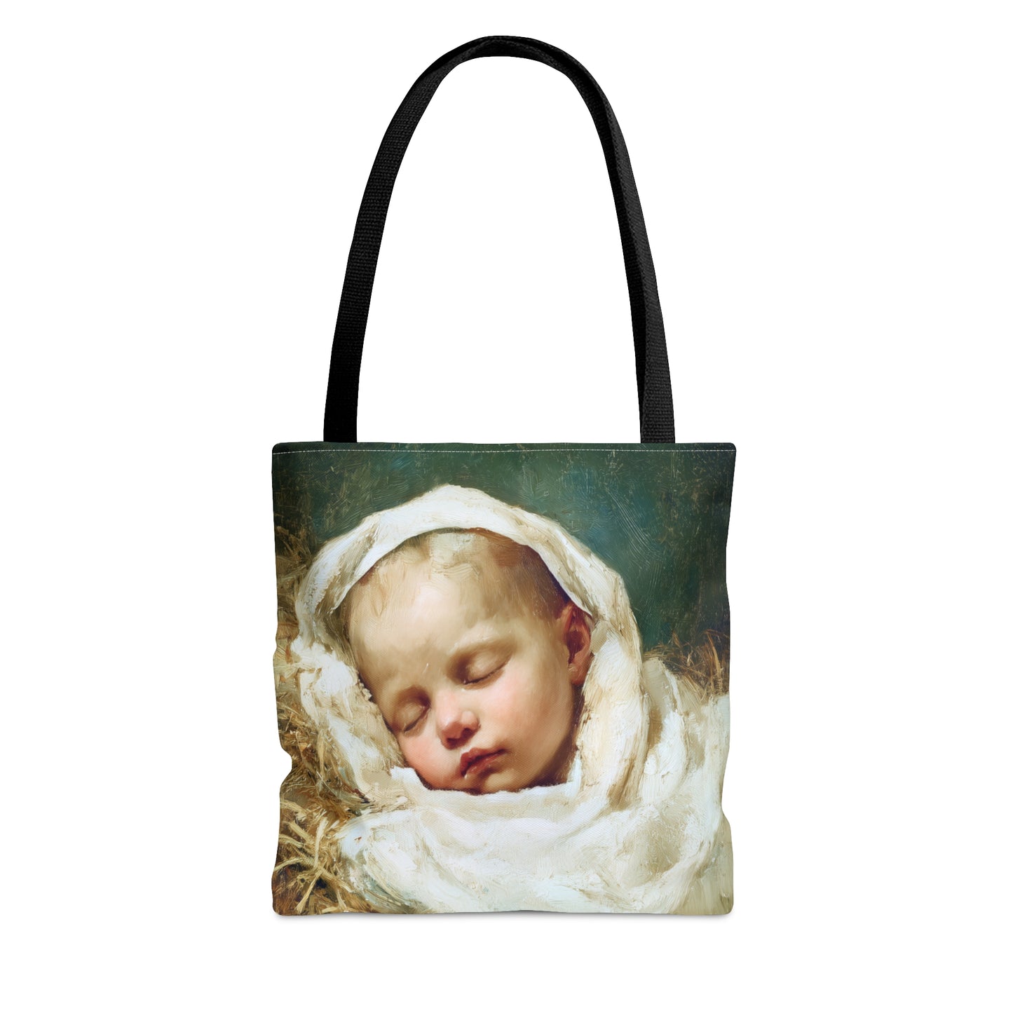 The Christ Child Resting in the Silence of the Manger - Tote Bag - Large Medium Small Faith Art Bag - Catholic Faith Purse