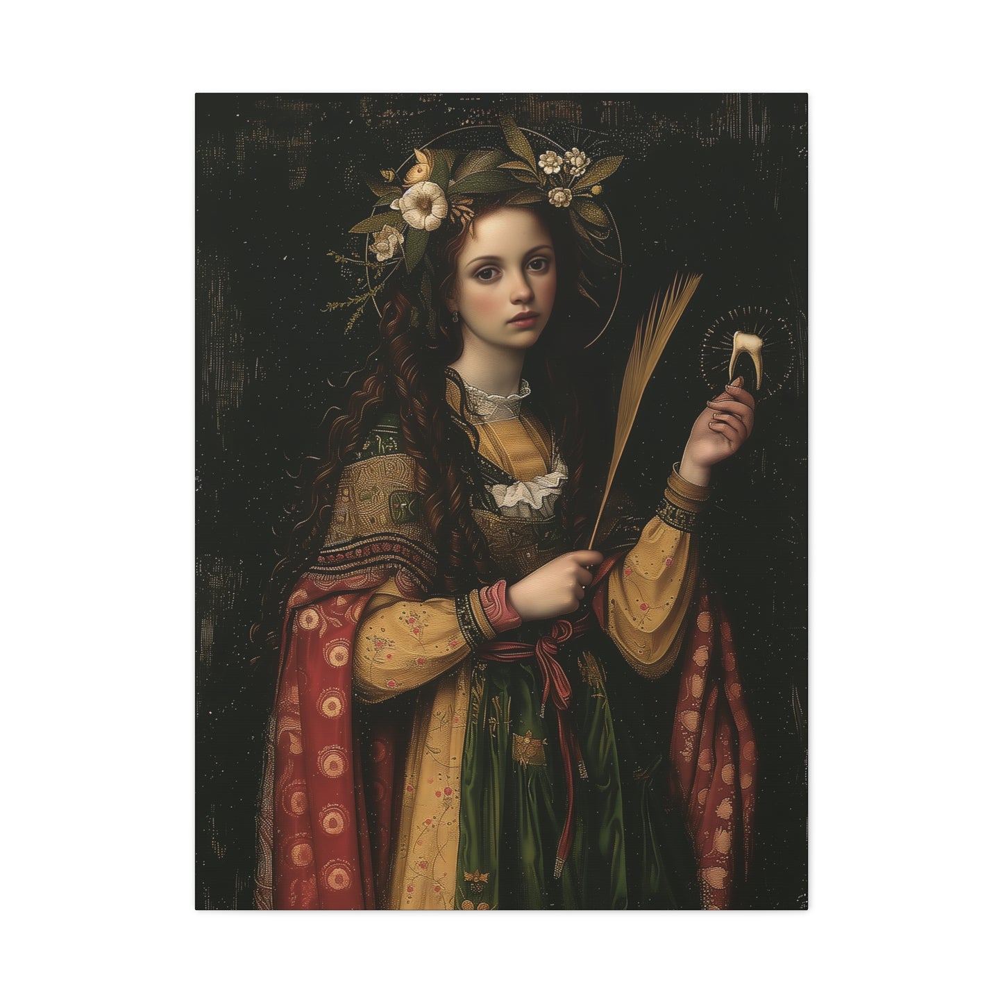 Saint Apollonia - Museum Wrapped Canvas - Print - Religious Art for your Home - Catholic art print - prayer room art