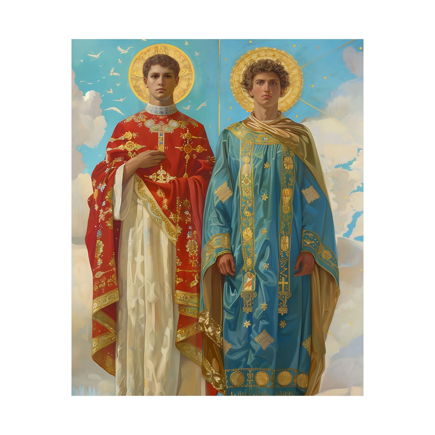 Saints Faustinus and Jovita - Sanctified Souls Print - Multiple Sizes - Premium Matte Vertical Posters - Catholic Art for the home
