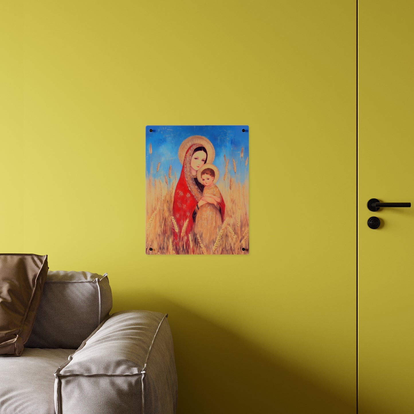 Our  Lady of the Harvest - Wall Art Panel - Ready to Hang Acrylic Print - Catholic Saint Art - Patron Saint Print