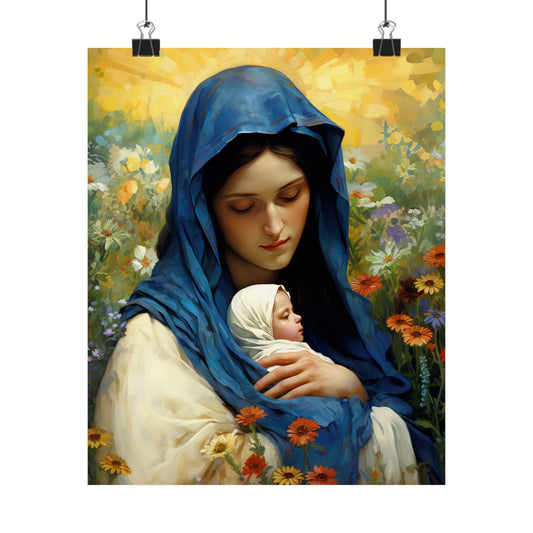 Graceful Maternity : The Virgin Mary and the Infant Savior - Sanctified Souls Print - Multiple Sizes - Premium Matte Vertical Posters