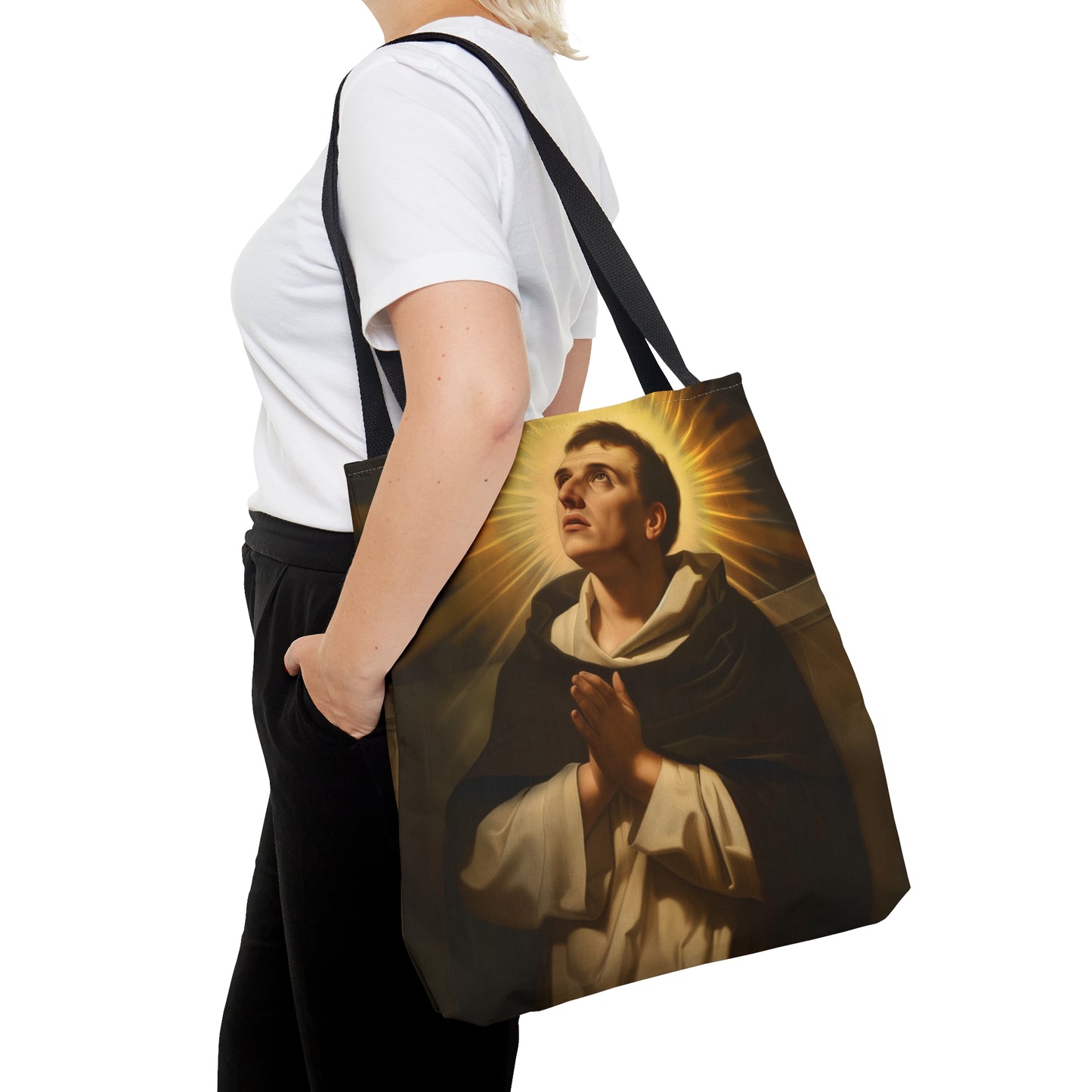 Saint Thomas Aquinas Tote Bag - Three sizes - Large Medium Small Faith Art Bag - Catholic purse - Double Sided - Patron Saint Art
