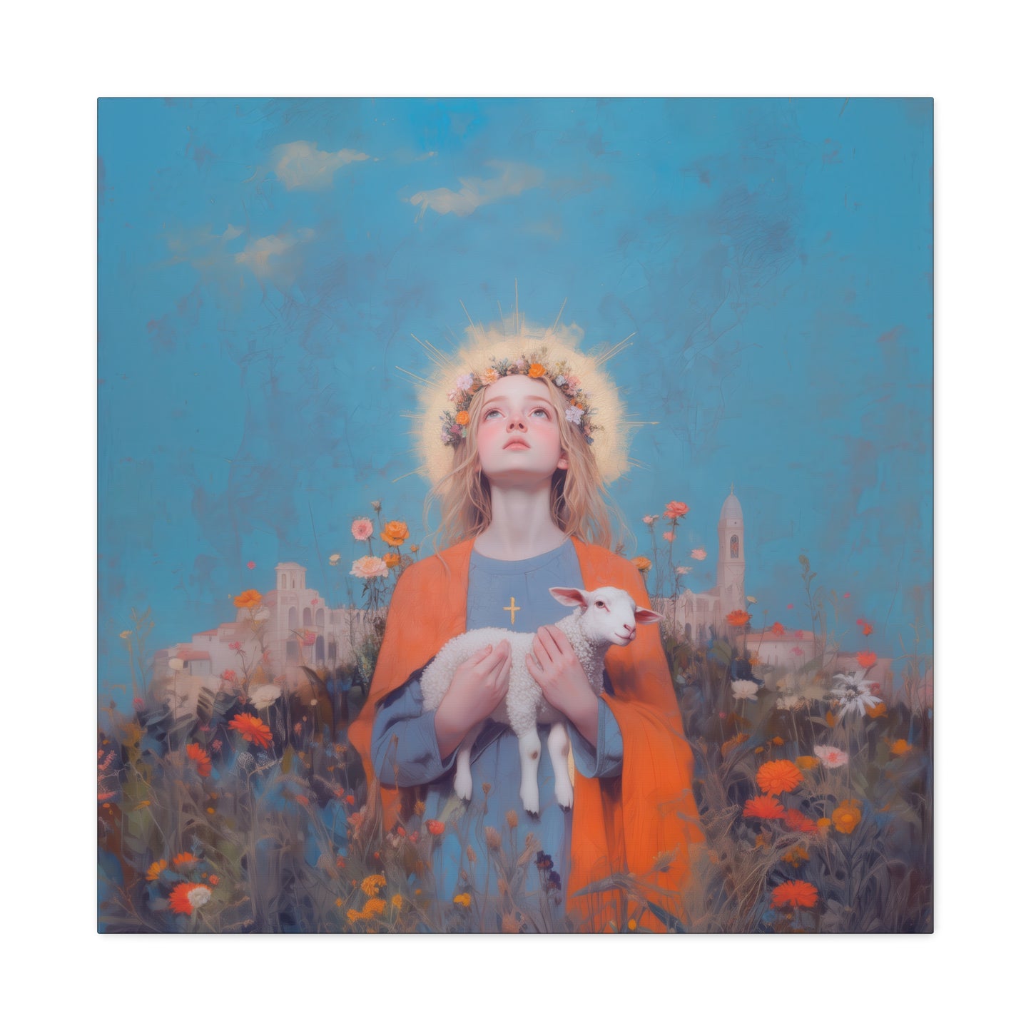 Saint Agnes of Rome -  Museum Wrapped Canvas - Sanctified Souls Print - Religious Art for your Home - Catholic Patron Saint Art
