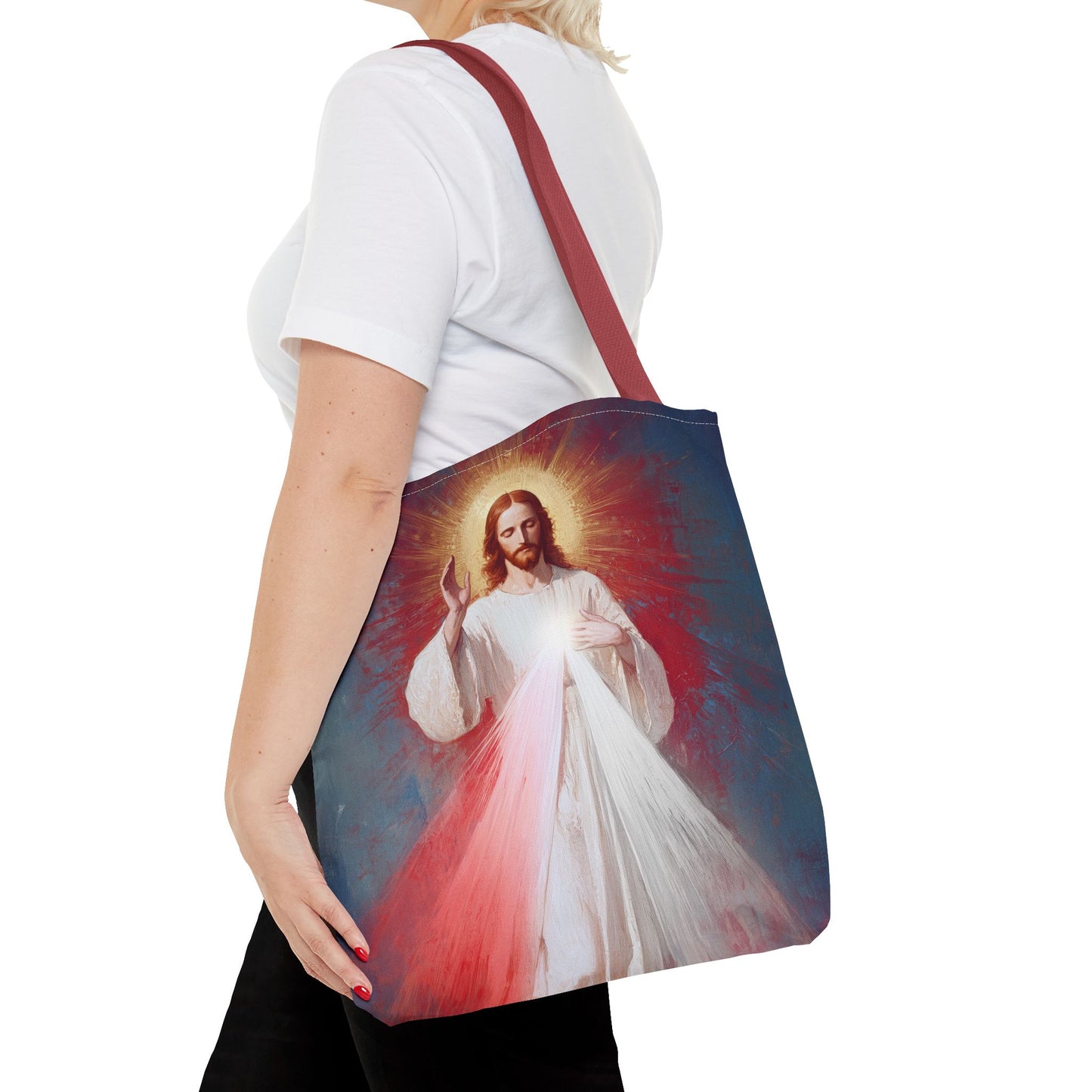 The Divine Mercy - Our Lord Jesus Christ - Tote Bag - Large Medium Small Faith Art Bag - Re-usable Tote Purse - Double Sided