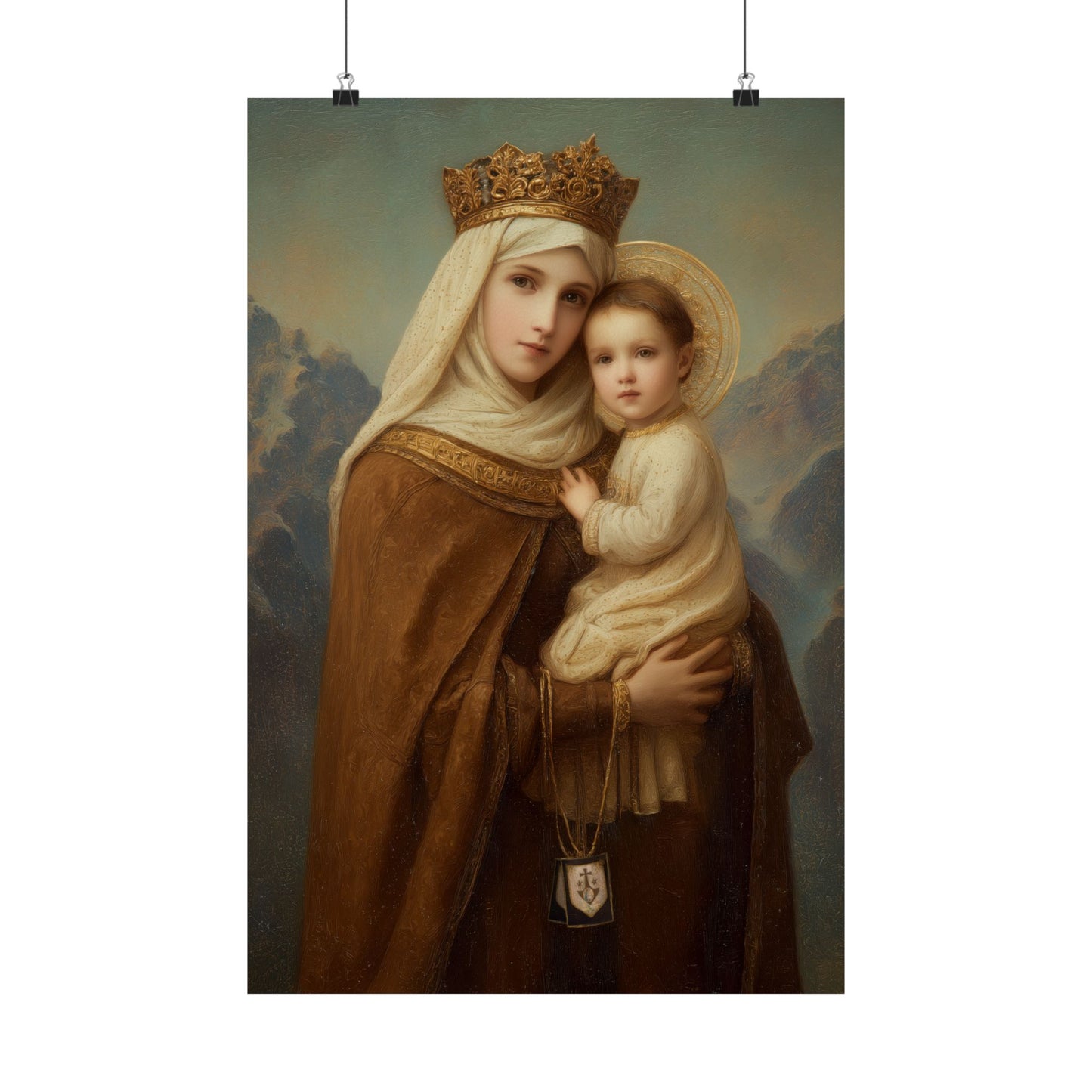 A Cord Between Heaven and Earth - Our Lady of Mount Carmel - Sanctified Souls Print - Multiple Sizes - Premium Matte Vertical Posters
