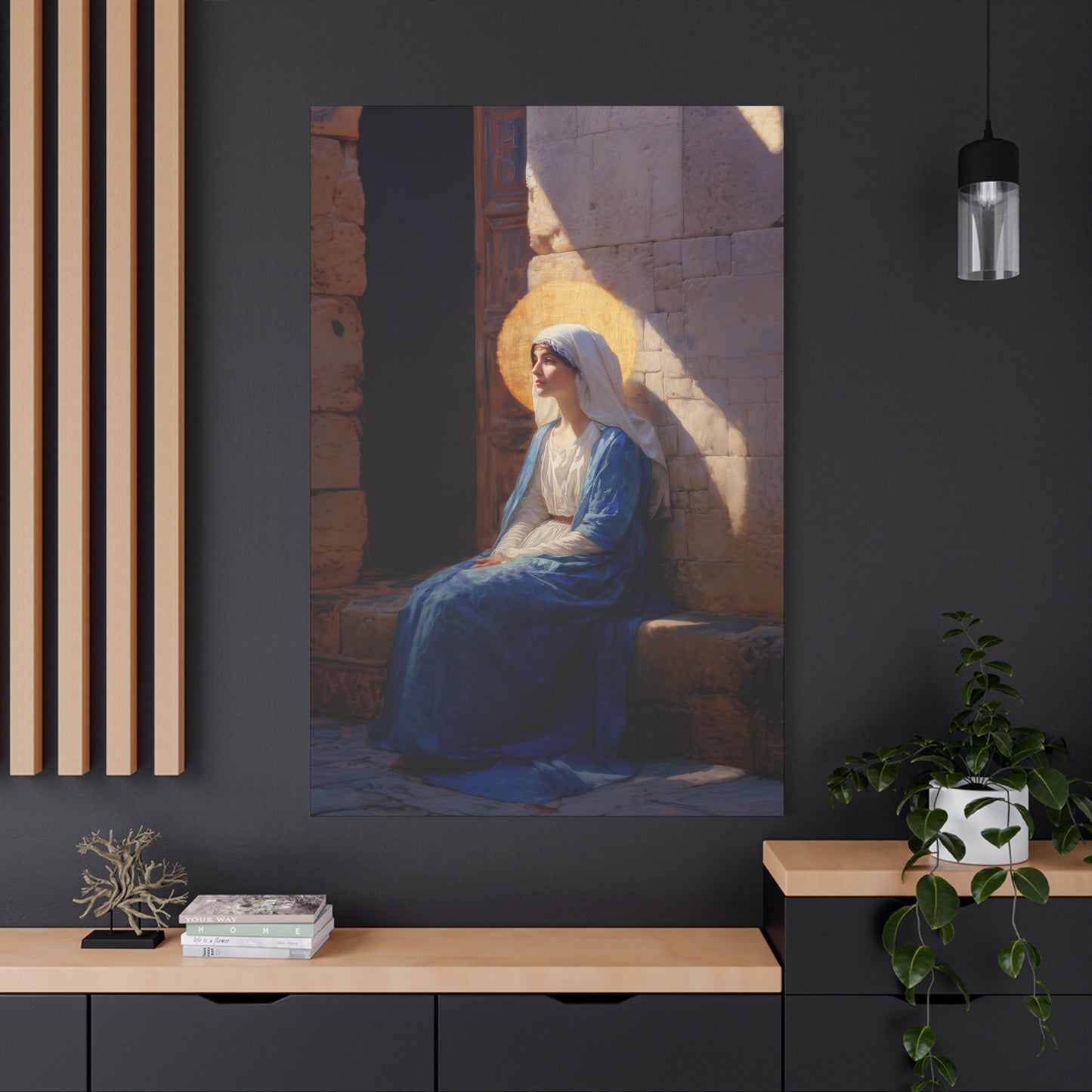 The Quiet Fiat That Split the Darkness, Mary's Yes - Gallery Wrapped Canvas - Print - Religious Art for your Home - Catholic Art
