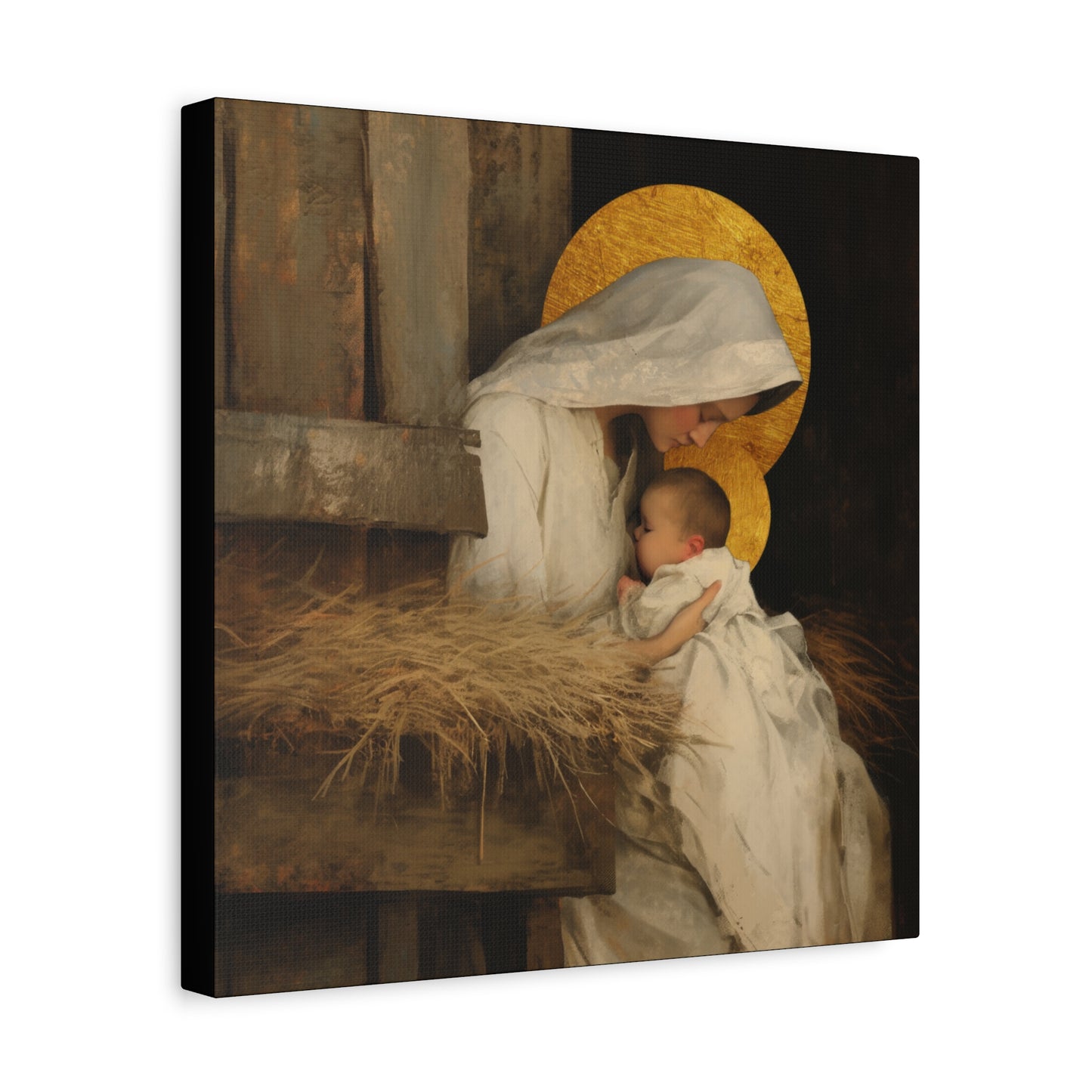 Our Lady of the Manger - Mother Mary and the Christ Child - Gallery Wrapped Canvas - Print - Religious Art for your Home - Catholic