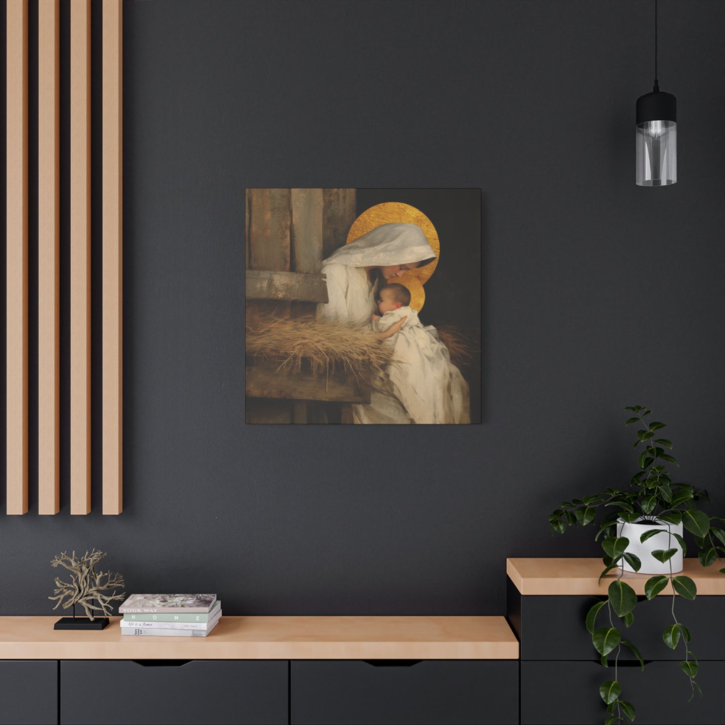 Our Lady of the Manger - Mother Mary and the Christ Child - Gallery Wrapped Canvas - Print - Religious Art for your Home - Catholic