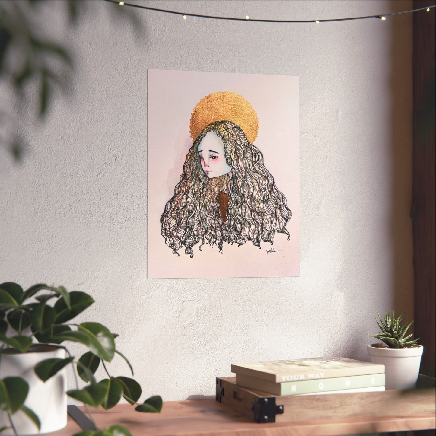 Saint Philomena Poster Print - Hand-Drawn Catholic Art Print | Christian Devotional Wall Art | Sanctified Solocosmo Religious Poster