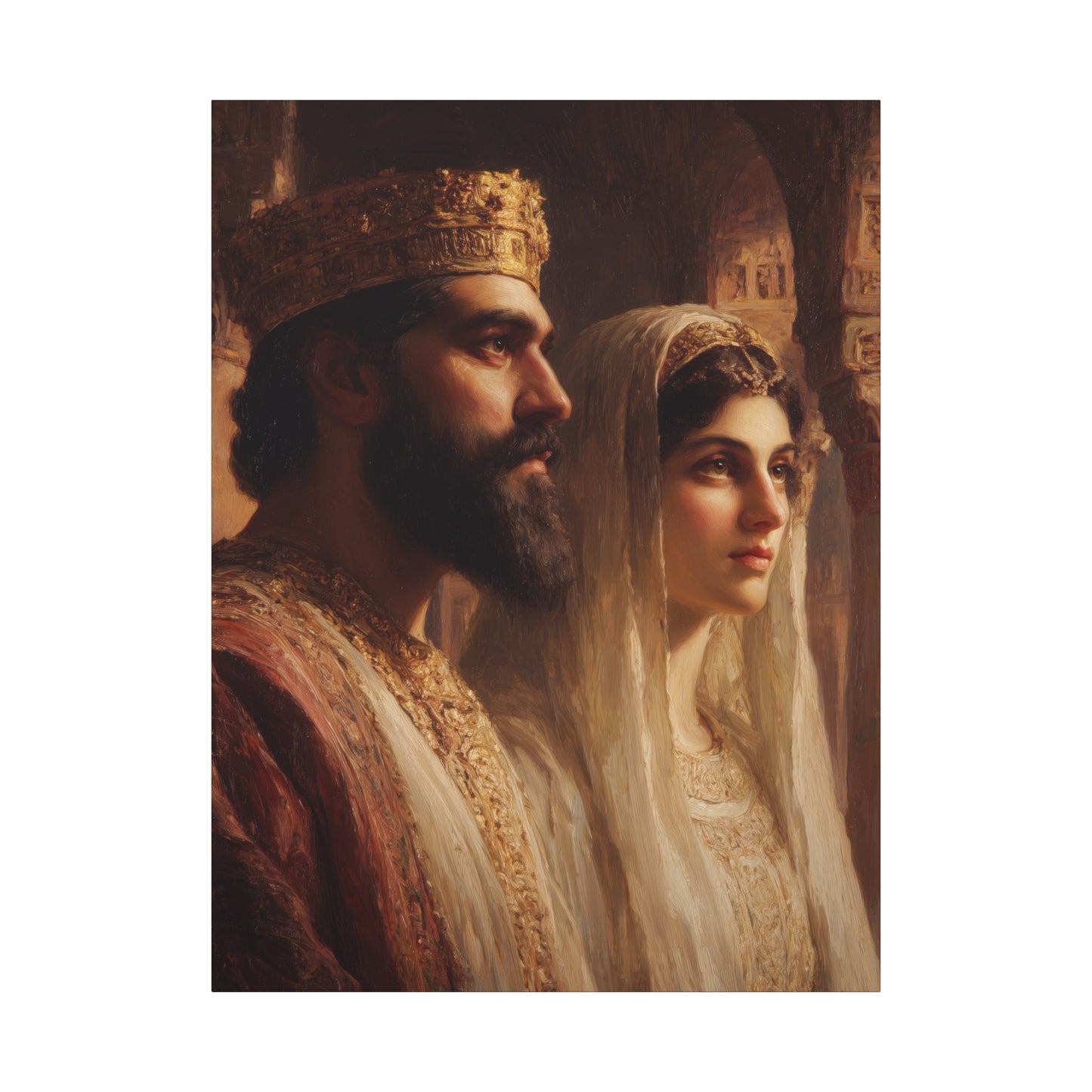 King Xerxes and Queen Esther  - Gallery Wrapped Canvas - Print - Religious Art for your Home - Catholic Art Print