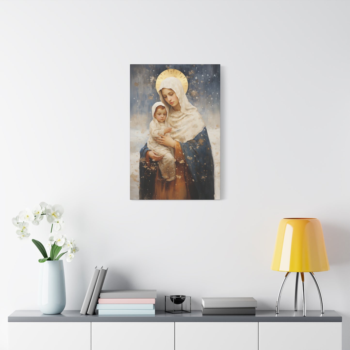 Winter's Grace : Our Lady of the Snows Canvas Print - Multiple Sizes - Catholic Home art - Gallery Wrapped Canvas - Sanctified Souls Print