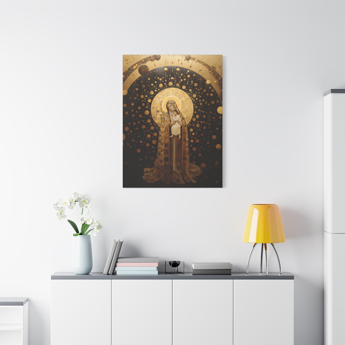 The Golden Mary - Mary the Blessed Virgin - Gallery Wrapped Canvas - Sanctified Souls Print - Religious Art for your Home - Pop Art