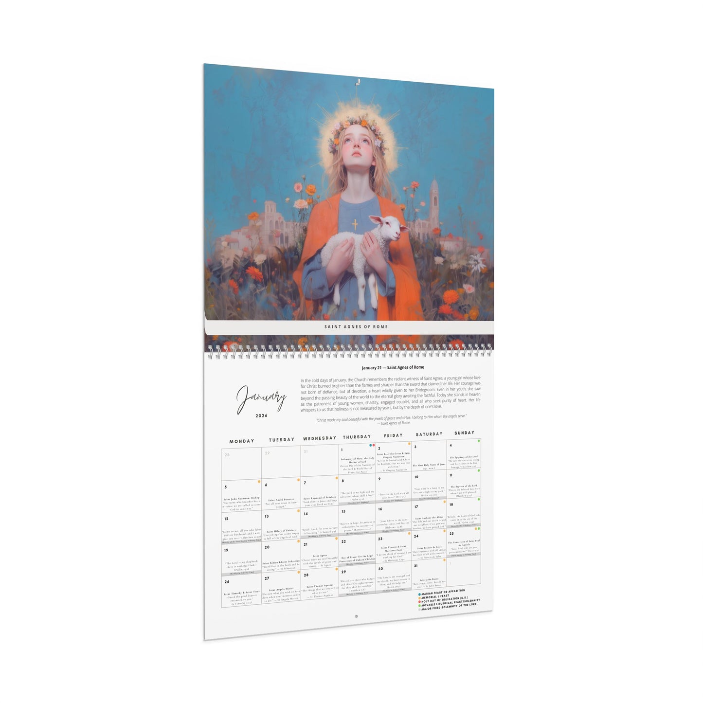 Catholic Liturgical Calendar 2026 - Saints, Solemnities & Marian Feast Days - Sanctified Souls - Christmas Gift - Gift for Catholics