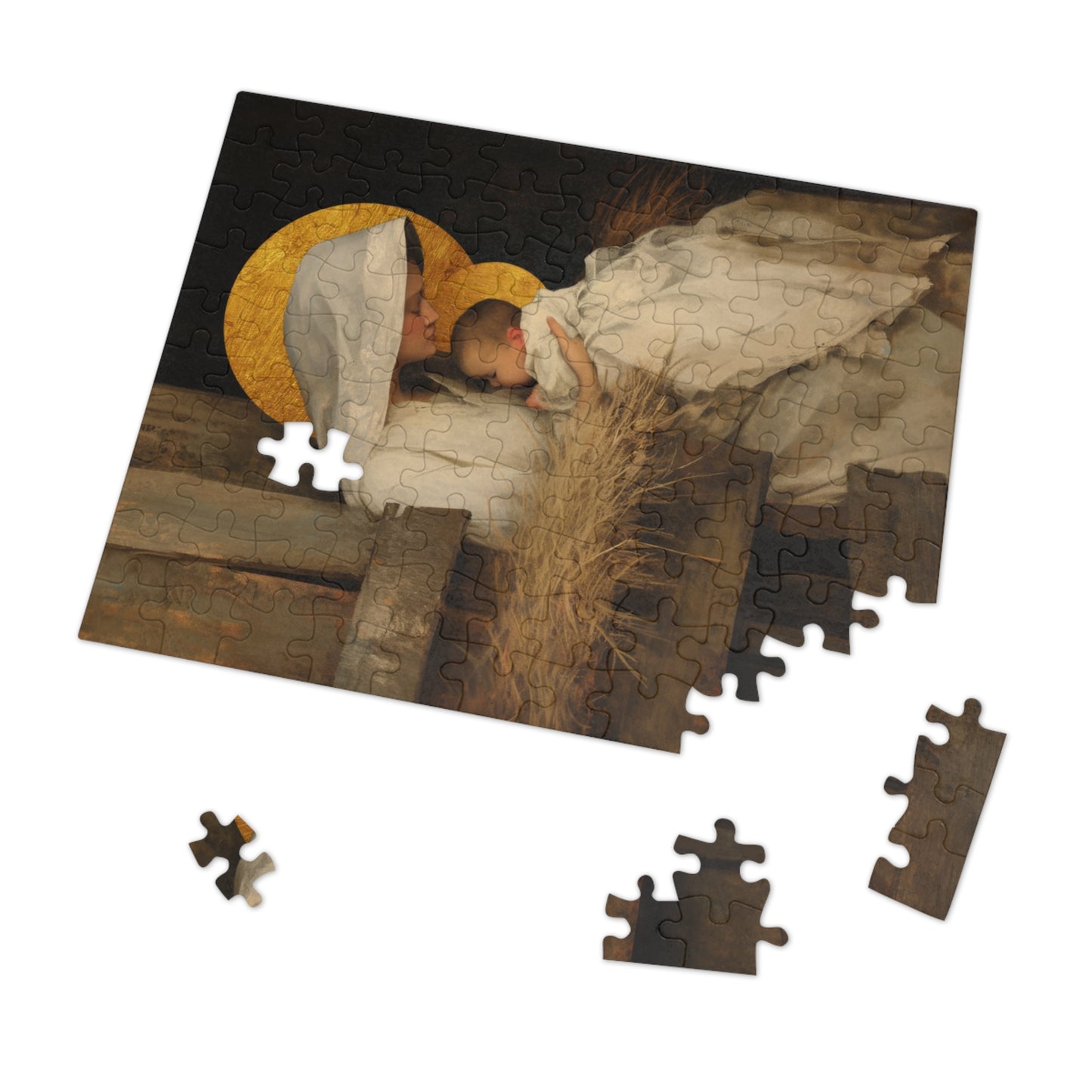 Our Lady of the Manger - Mother Mary and the Christ Child - Puzzle & Keepsake Tin - Religious Jigsaw Puzzle (30, 110, 252, 500,1000-Piece)