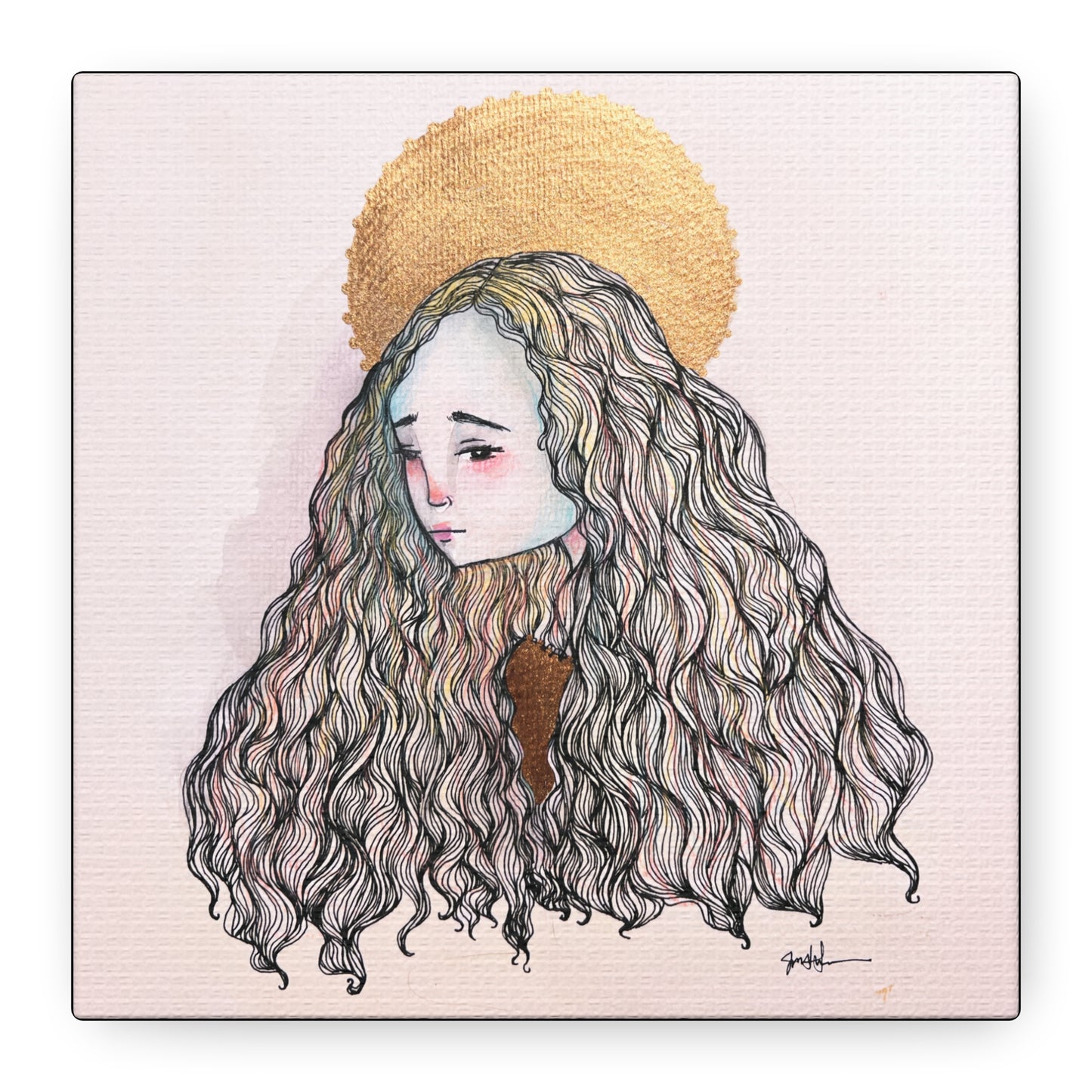 Saint Philomena Canvas Print - Hand-Drawn Catholic Art Print | Christian Sacred Wall Art | Sanctified Solocosmo Religious Artwork
