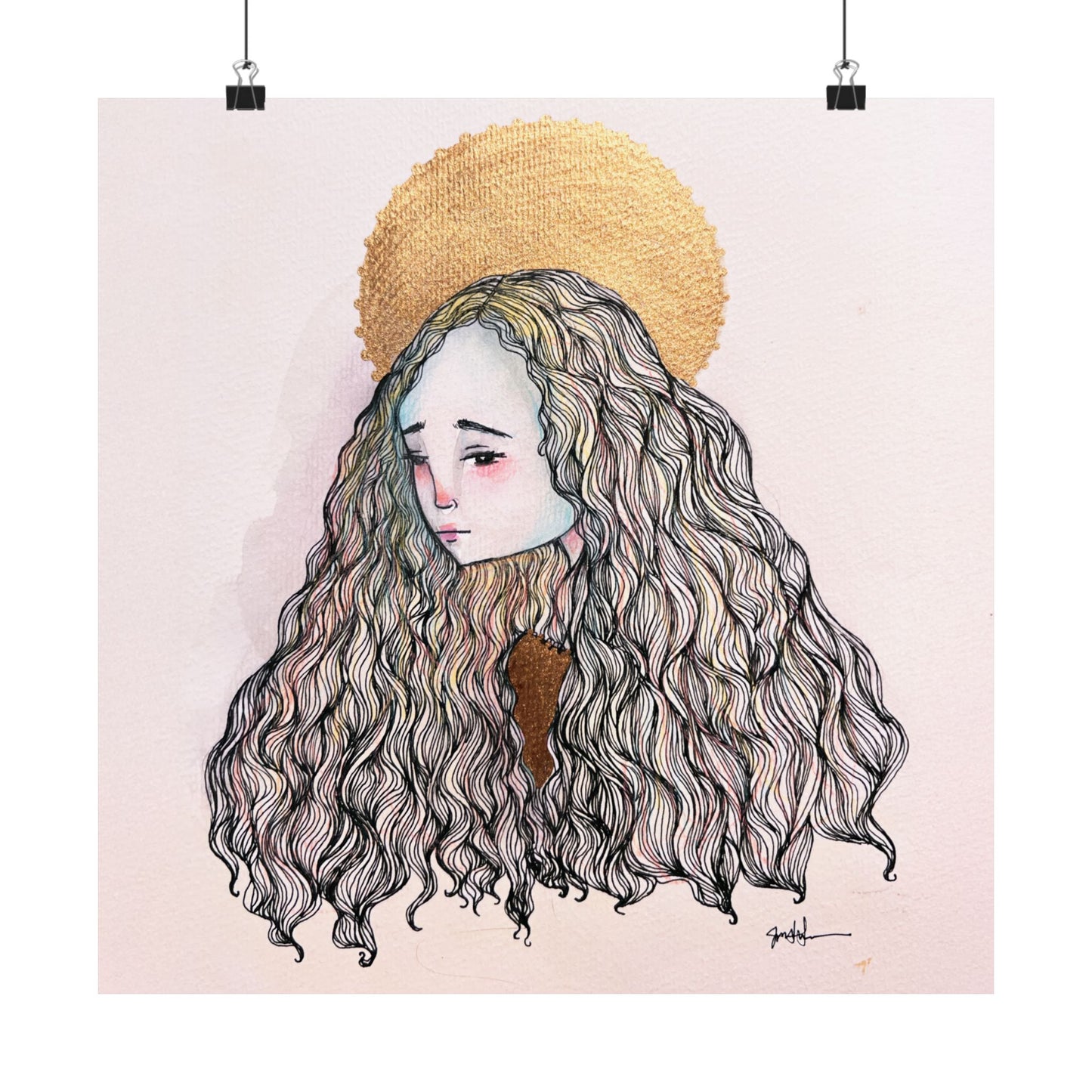 Saint Philomena Poster Print - Hand-Drawn Catholic Art Print | Christian Devotional Wall Art | Sanctified Solocosmo Religious Poster