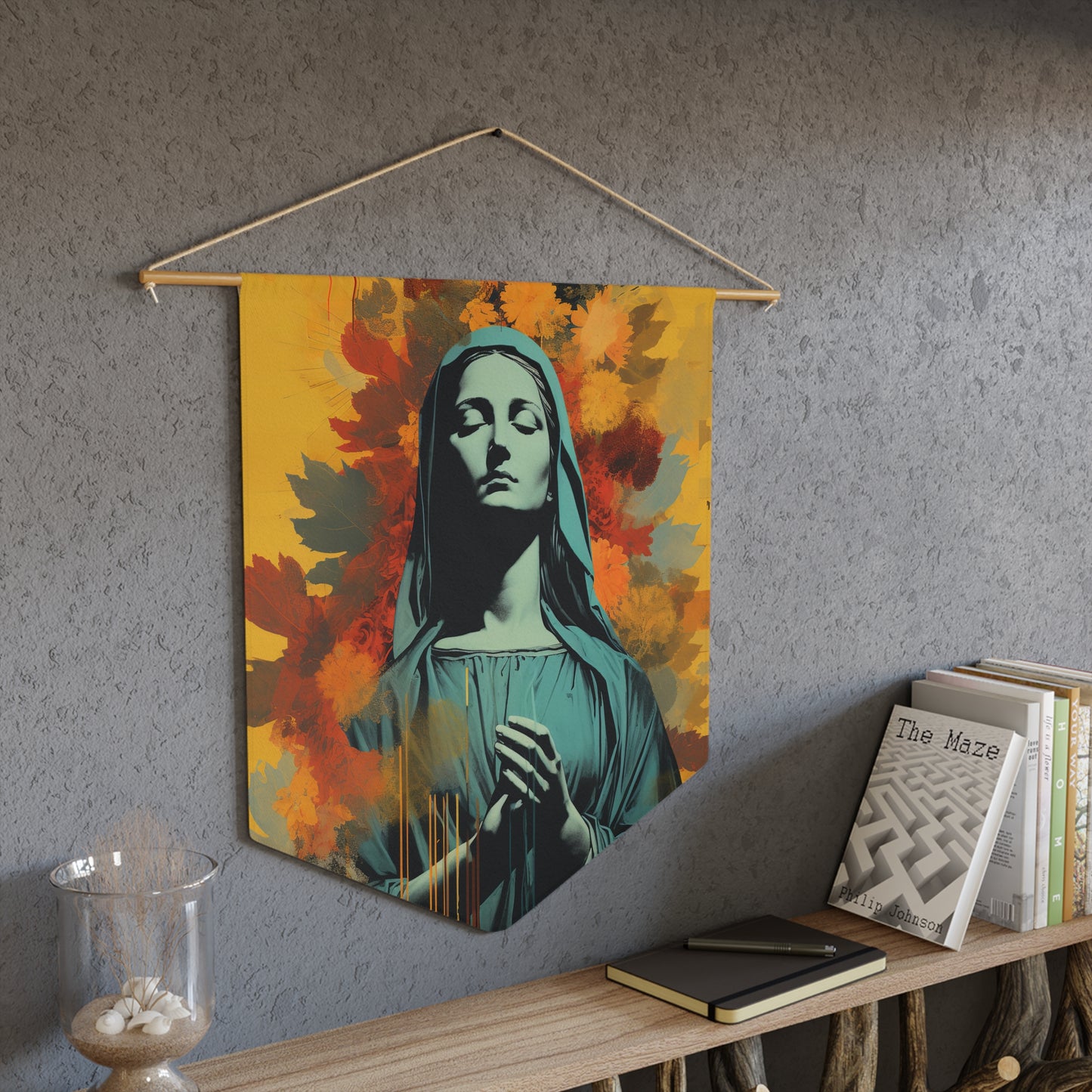 Virgin of Peace Wall Banner / Wall Hanging - Prayer room art - Catholic Home Art - Large Print - 18" x 21" - Mary the Blessed Virgin Mother