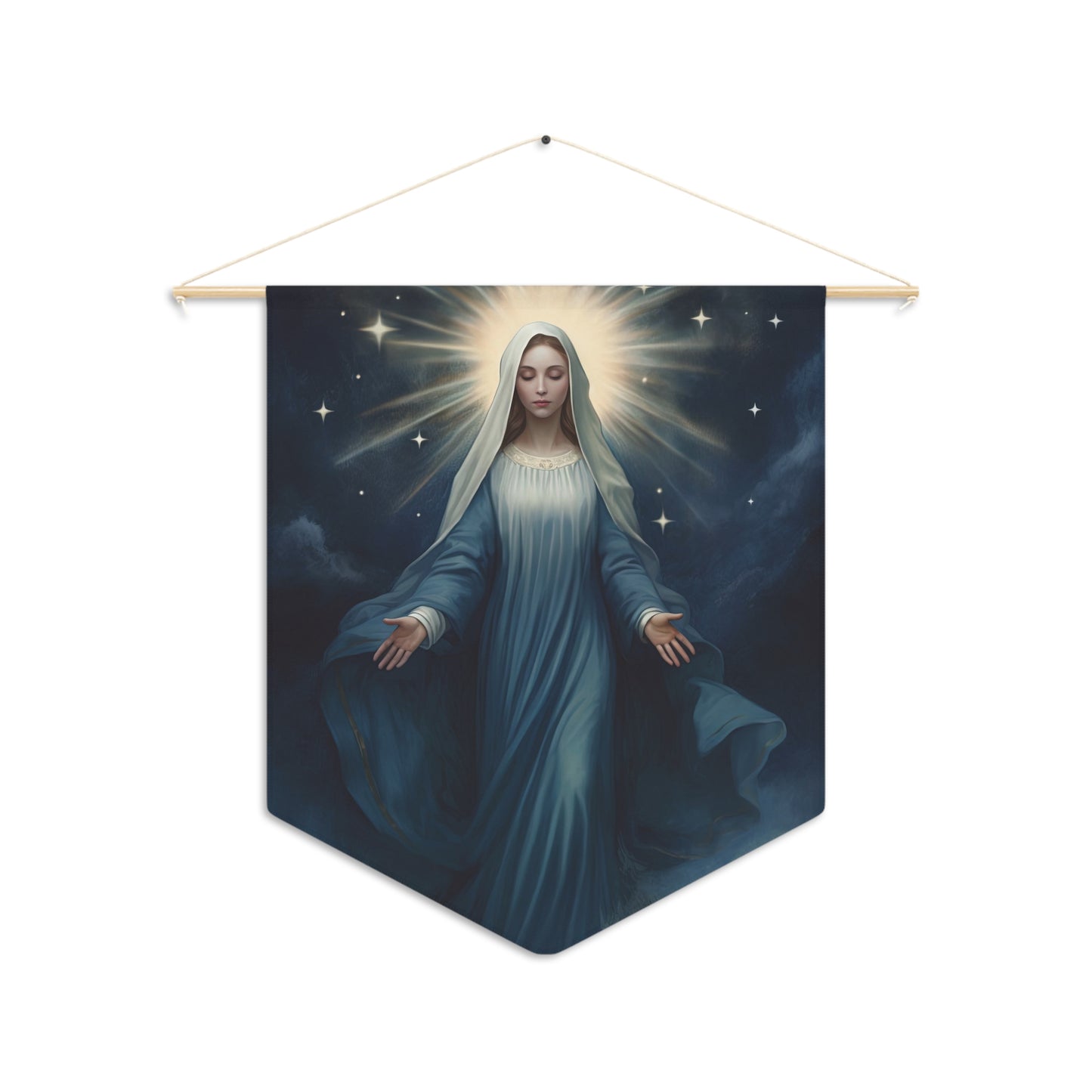 Our Lady Star of the Sea Pennant / Banner / Wall Hanging - Prayer room art - Catholic Home Art - Large Saint Art for your home - 18" x 21"