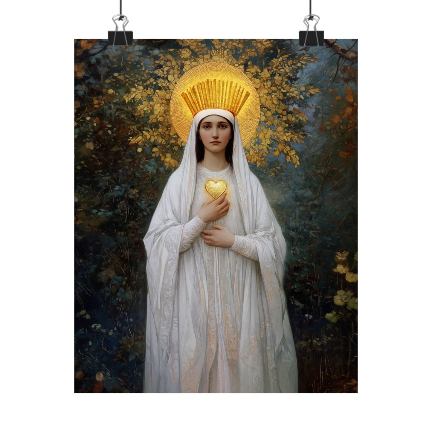 Our Lady of Beauraing - Our Lady of the Golden Heart - Marian Art - Sanctified Souls Print - Multiple Sizes - Premium Vertical Posters