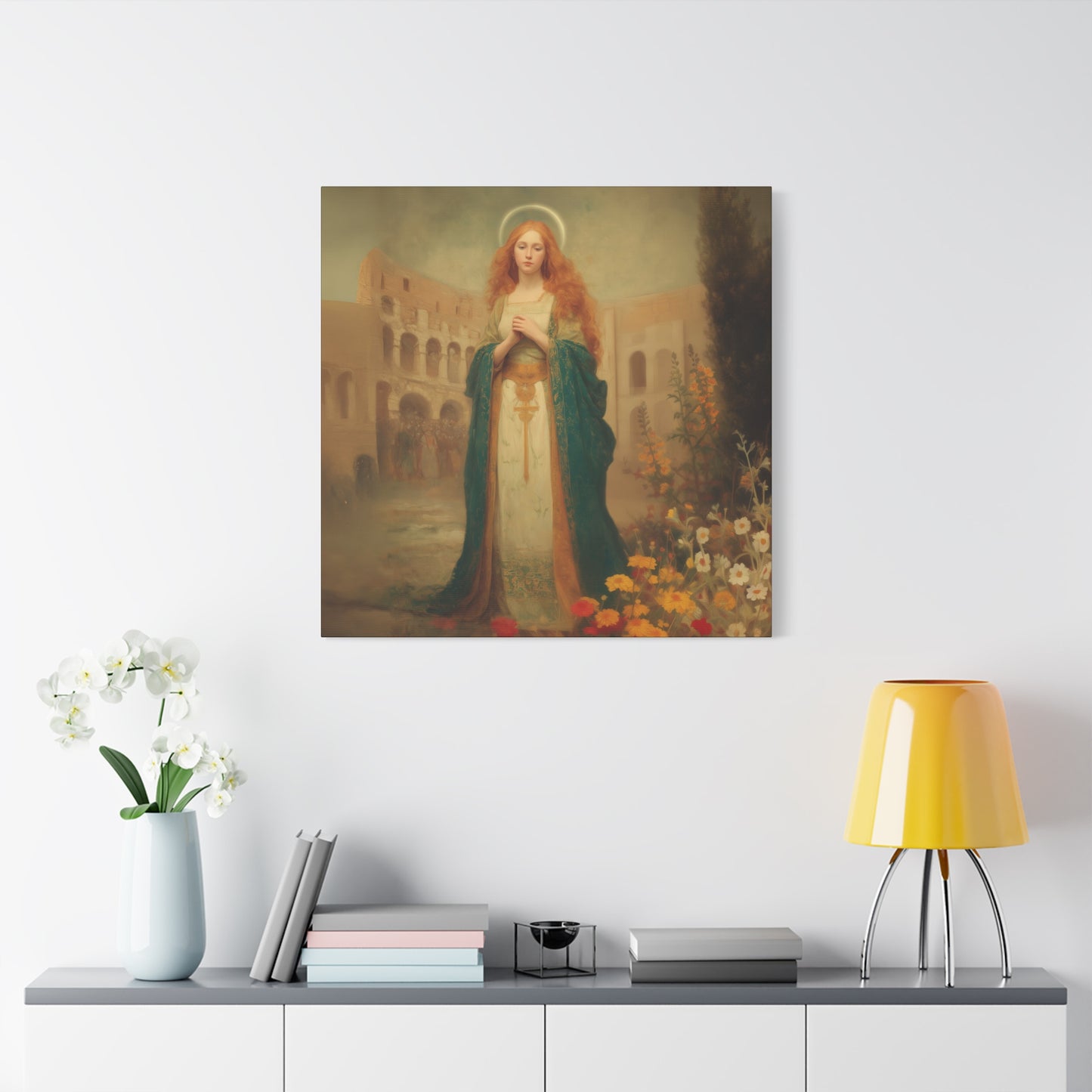 Saint Justina - Multiple Sizes - Catholic Home art - Museum Wrapped Canvas - Sanctified Souls Print - Catholic Martyr Art
