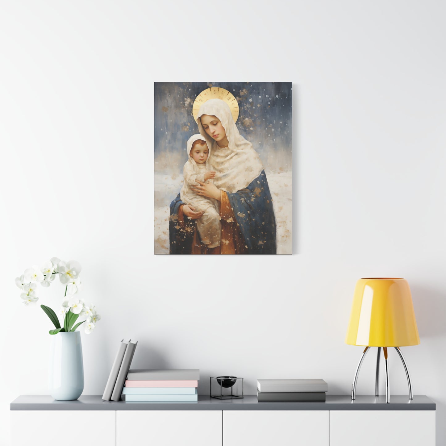 Winter's Grace : Our Lady of the Snows Canvas Print - Multiple Sizes - Catholic Home art - Gallery Wrapped Canvas - Sanctified Souls Print