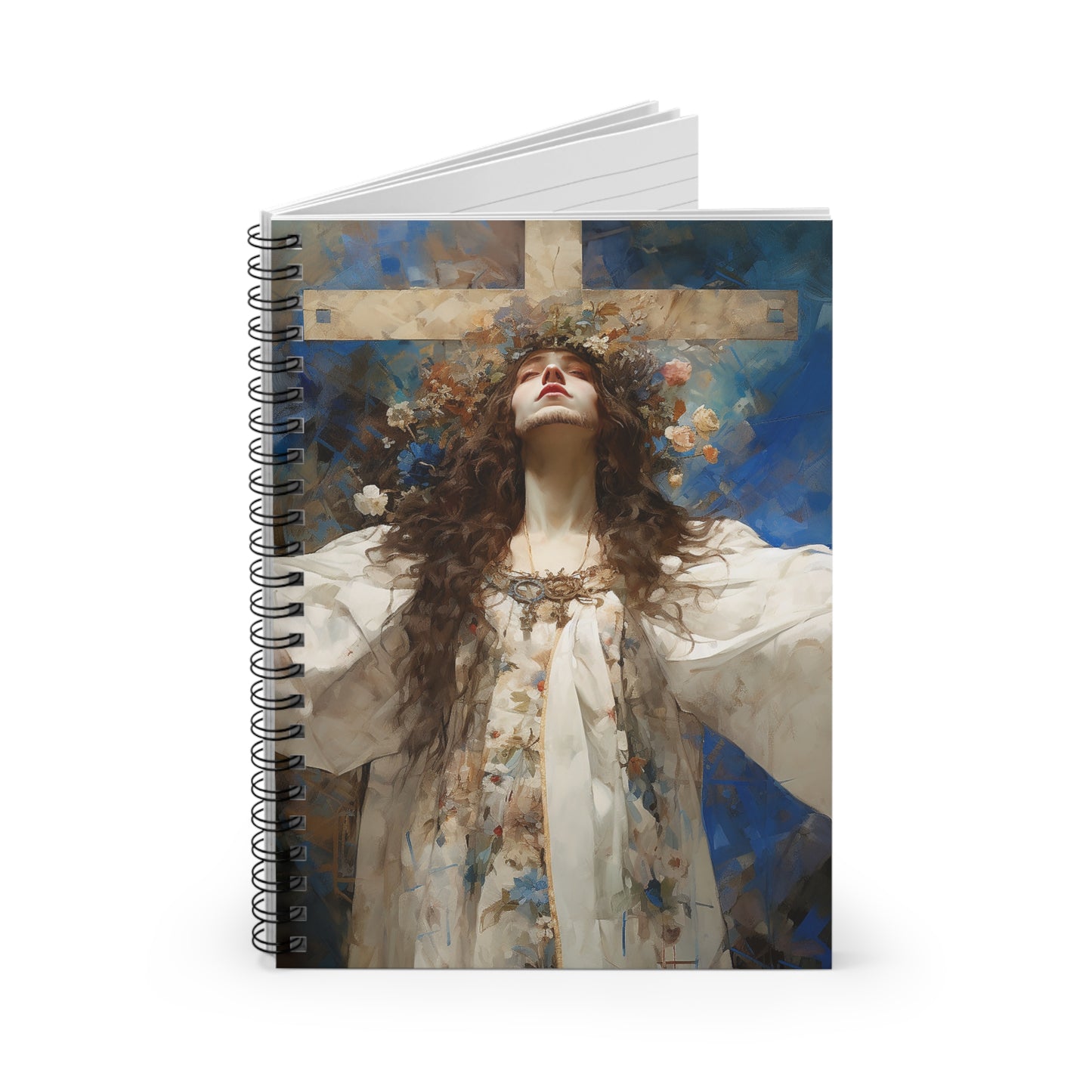 Saint Wilgefortis Journal - Sanctified Souls Art - Religious Based Notebook - Spiral Notebook - Ruled Line - The Bearded Virgin Martyr