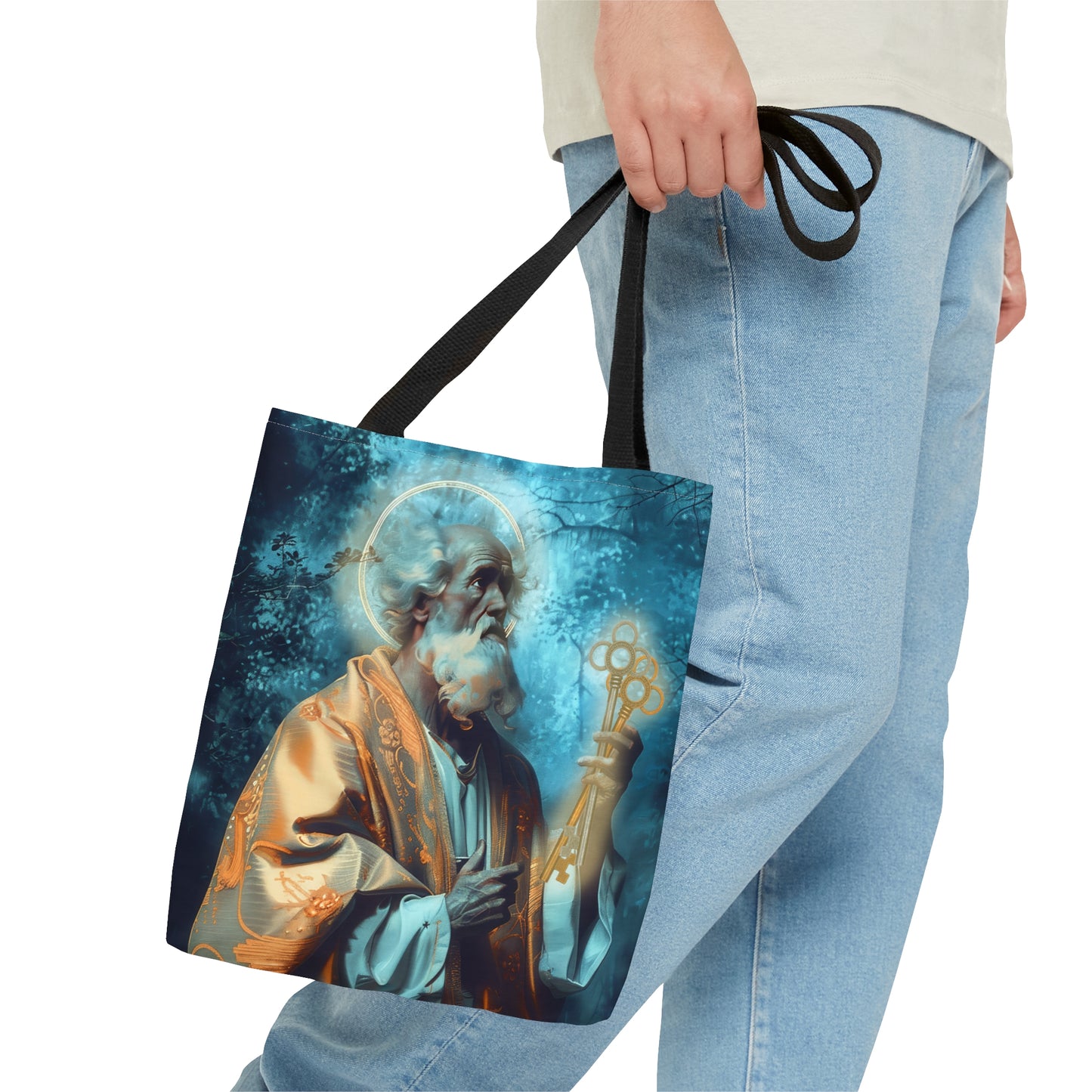 Saint Peter Tote Bag - Large Medium Small Faith Art Bag - Catholic Faith Purse - Religious Carry All Reusable Tote Bag