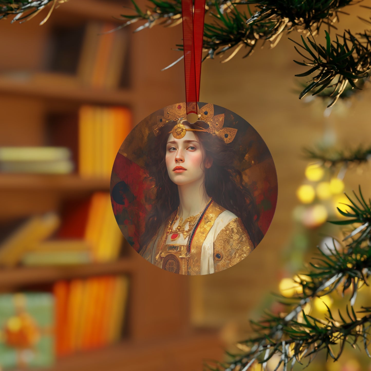 Saint Barbara Metal Ornament - Religious Holiday Christmas Ornament and Keepsake - Double sided - Prayer Ornament