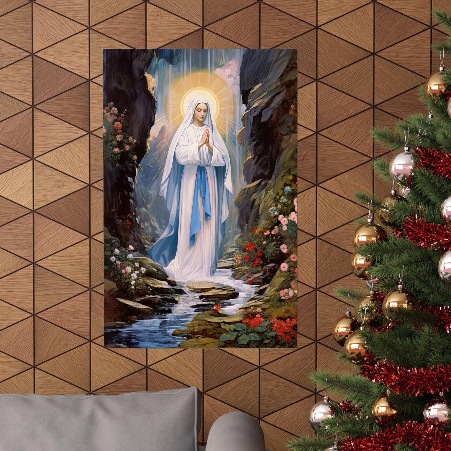 Our Lady of Lourdes - Sanctified Souls Print - Multiple Sizes - Premium Matte Vertical Posters