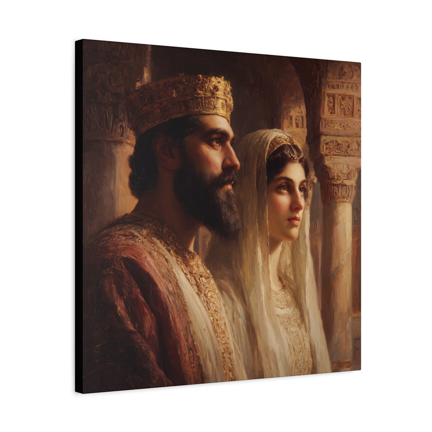 King Xerxes and Queen Esther  - Gallery Wrapped Canvas - Print - Religious Art for your Home - Catholic Art Print
