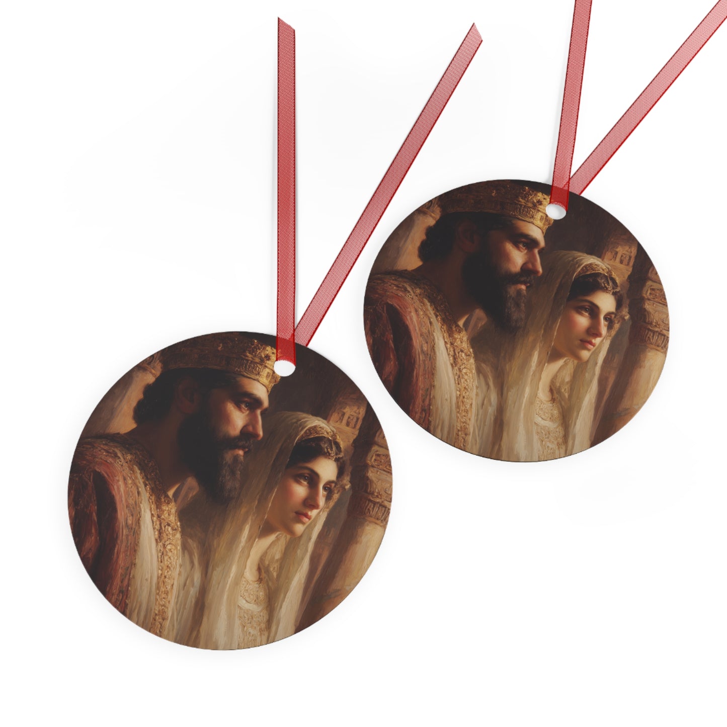 King Xerxes and Queen Esther - Metal Ornament - Religious Holiday Christmas Ornament and Keepsake