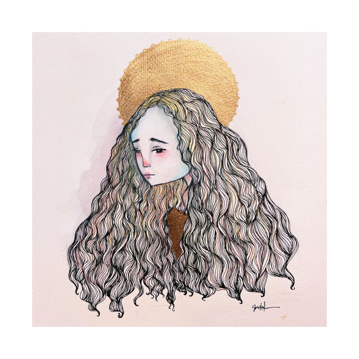 Saint Philomena Poster Print - Hand-Drawn Catholic Art Print | Christian Devotional Wall Art | Sanctified Solocosmo Religious Poster