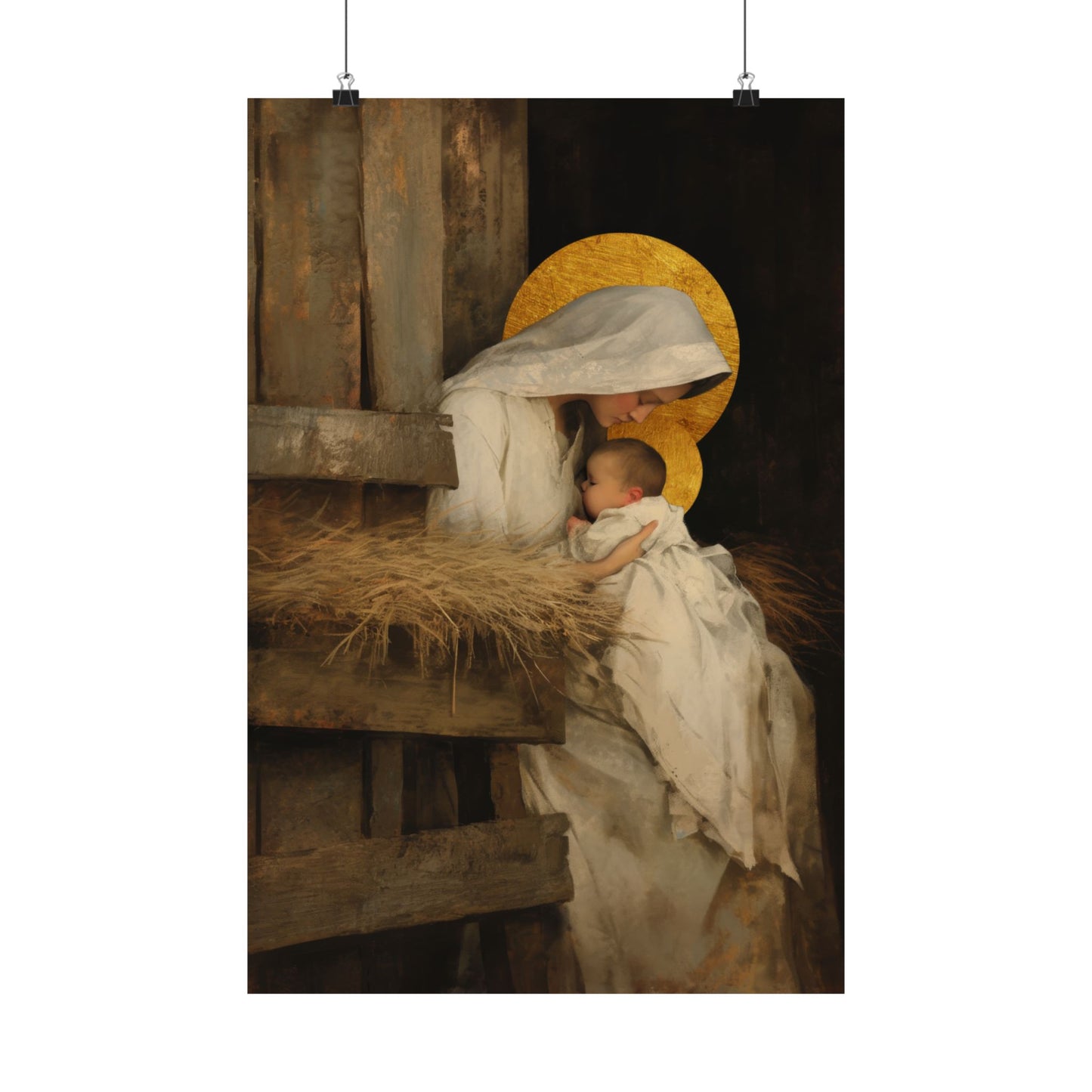 Our Lady of the Manger - Mother Mary and the Christ Child - Sanctified Souls Print - Multiple Sizes - Premium Matte Vertical Posters