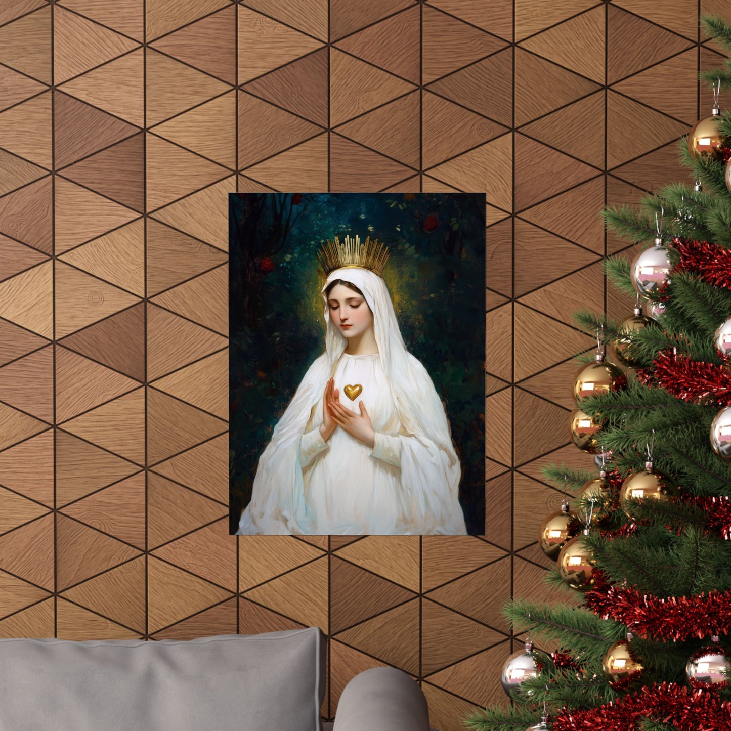 Our Lady of Beauraing - Our Lady of the Golden Heart - Marian Art - Sanctified Souls Print - Multiple Sizes - Premium Vertical Posters