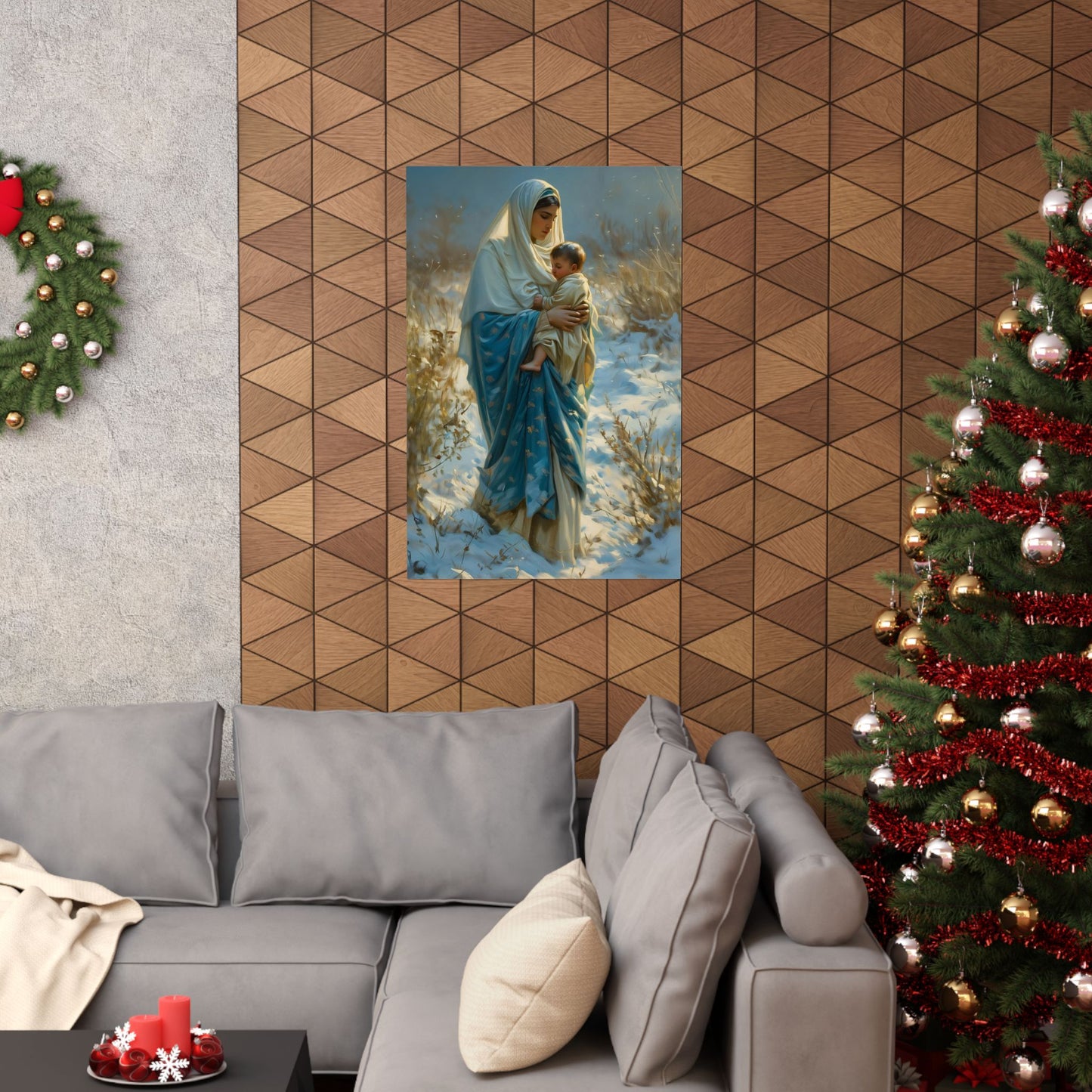 Snowfall of Grace - Our Lady's Winter Radiance - Our Lady of the Snows Print - Sanctified Souls Print - Multiple Sizes - Premium Posters