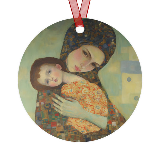 Cherished Blessing - Mary with Her Son - Metal Ornament - Religious Holiday Christmas Ornament - Catholic Art