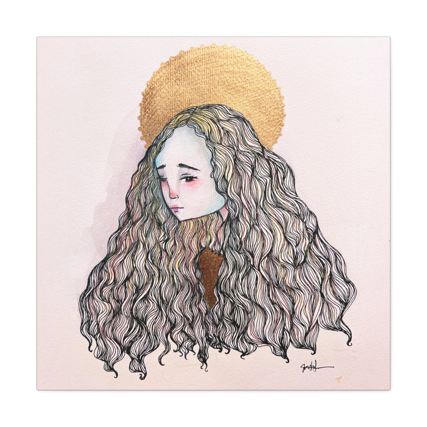 Saint Philomena Canvas Print - Hand-Drawn Catholic Art Print | Christian Sacred Wall Art | Sanctified Solocosmo Religious Artwork