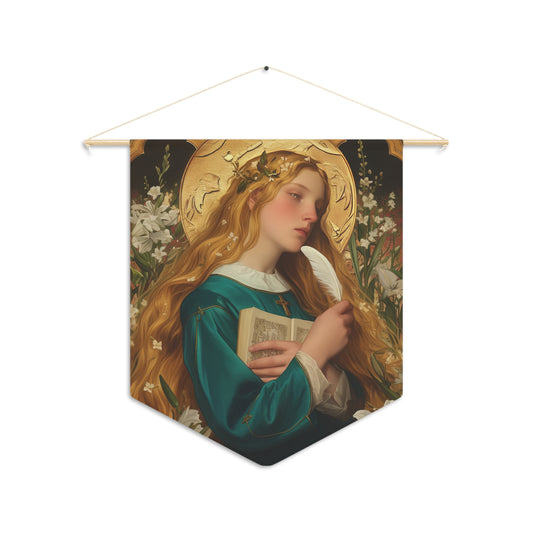Saint Petronilla Pennant / Banner / Wall Hanging - Prayer room art - 18" x 21" - Catholic prayer Religious Christian Gift - Large Banner